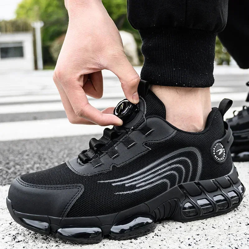 Summer Work Safety Protection Shoes Air Cushion Breathable Safety Shoes Anti-stabbing -smash Lightweight Sports Shoes For Men