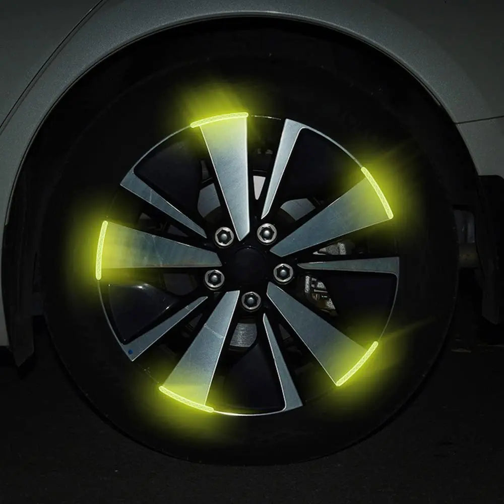 20Pcs Car Wheel Hub Sticker High Reflective Stripe Tape for Motorcycle Car Night Driving Safety Luminous Universal Sticker