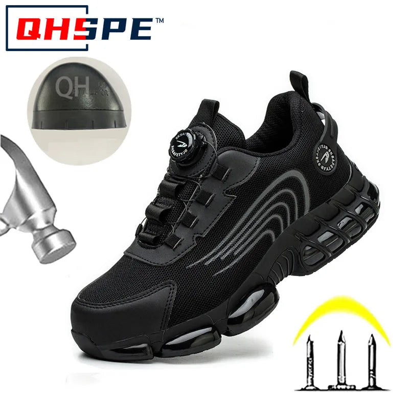 Summer Work Safety Protection Shoes Air Cushion Breathable Safety Shoes Anti-stabbing -smash Lightweight Sports Shoes For Men