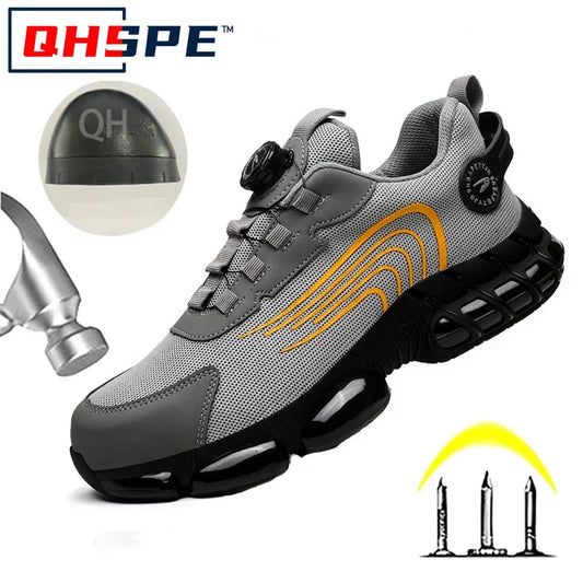 Summer Work Safety Protection Shoes Air Cushion Breathable Safety Shoes Anti-stabbing -smash Lightweight Sports Shoes For Men