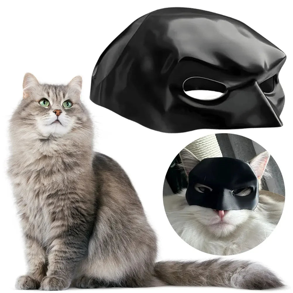 New Black Cat Bat Cool Man Mask Avenger Cute Superhero Pet Hat Bat Matte Man Mask for Cat and Dog Halloween Cosplay