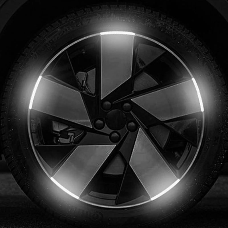 20Pcs Car Wheel Hub Sticker High Reflective Stripe Tape for Motorcycle Car Night Driving Safety Luminous Universal Sticker