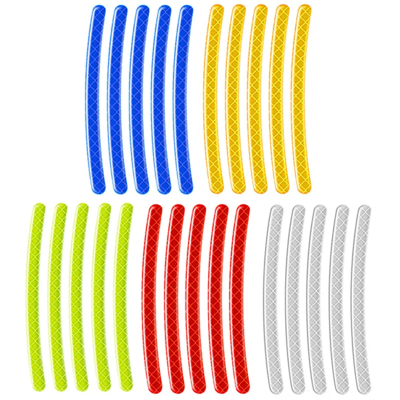 20Pcs Car Wheel Hub Sticker High Reflective Stripe Tape for Motorcycle Car Night Driving Safety Luminous Universal Sticker