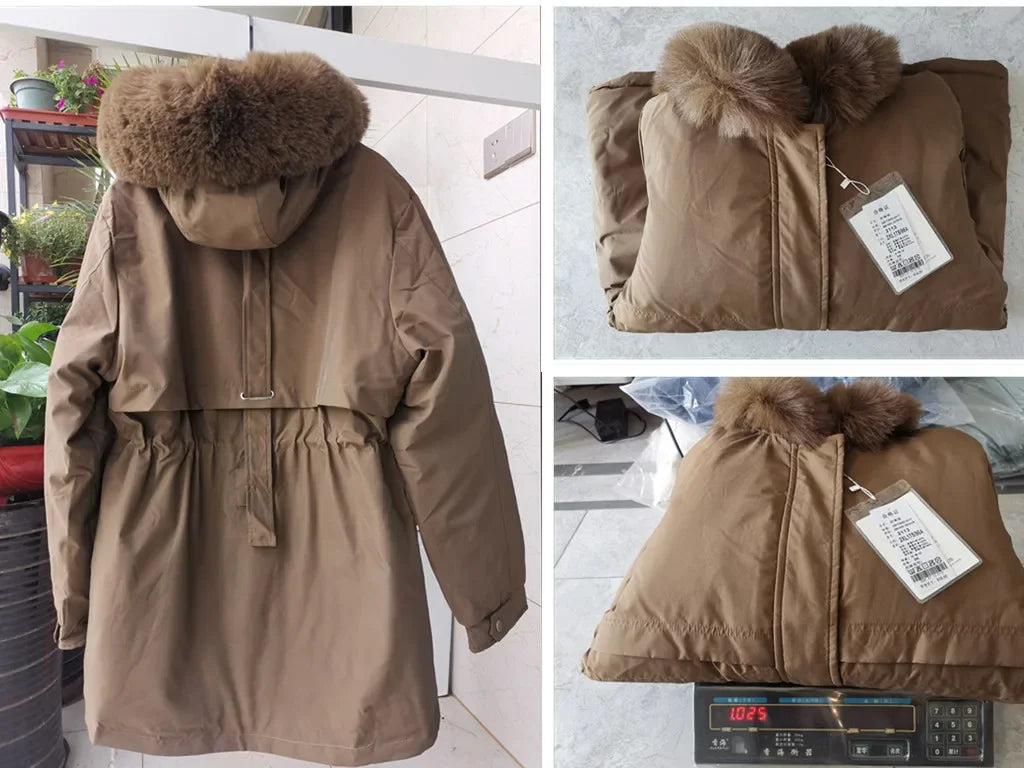 Women's Long Coat Parkas Winter Jacket Women 2024 Fashion Wool Liner Hooded Parka Slim Warm Female Jacket Womens Coats