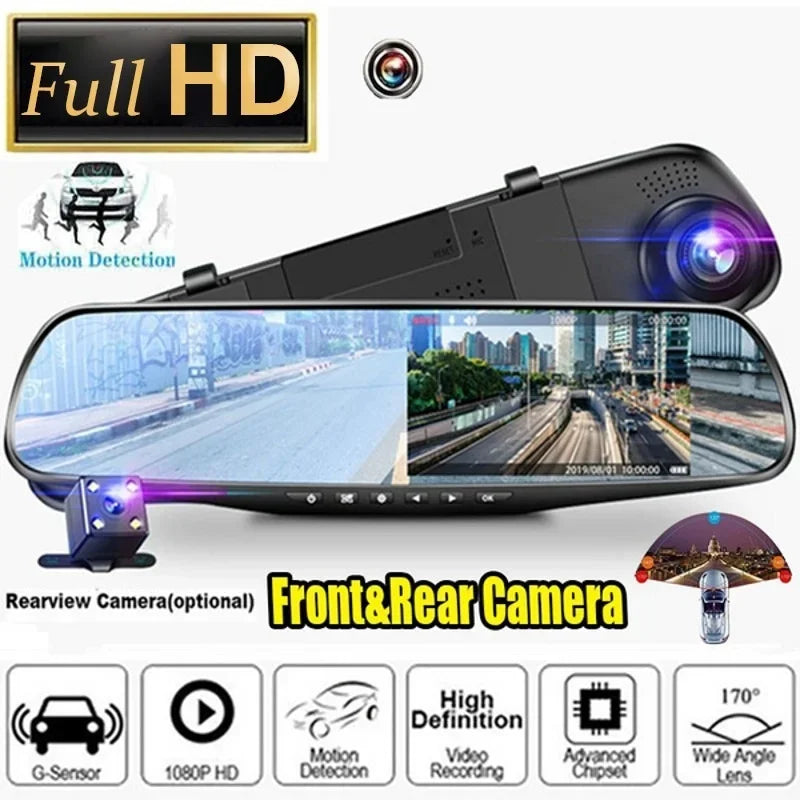 Car Rearview Mirror DVR 1080P Dual Lens Driving Video Recorder Rearview Dash Camera 4.3/2.8inch Car Electronics Accessories